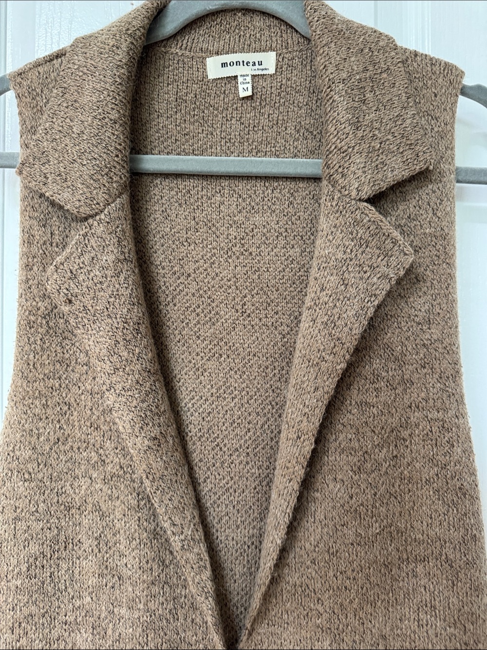 Monteau Taupe Knit sleeveless long cardigan - Picture 4 of 8